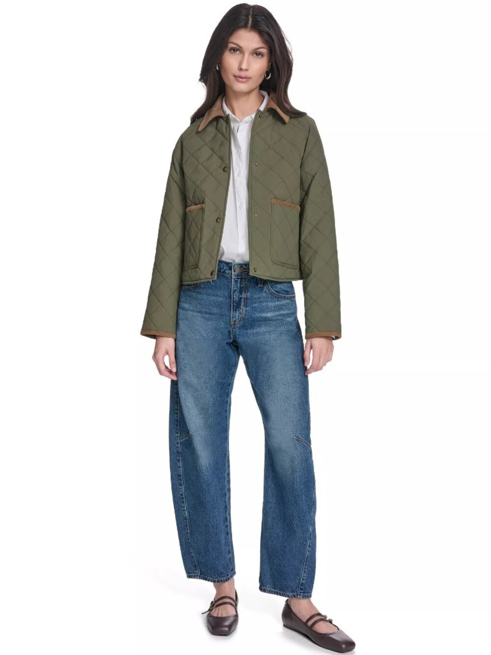 New w/ Tags Levi's Women's Olive Diamond Quilted Jacket Work Jacket Size XS - Picture 3 of 12